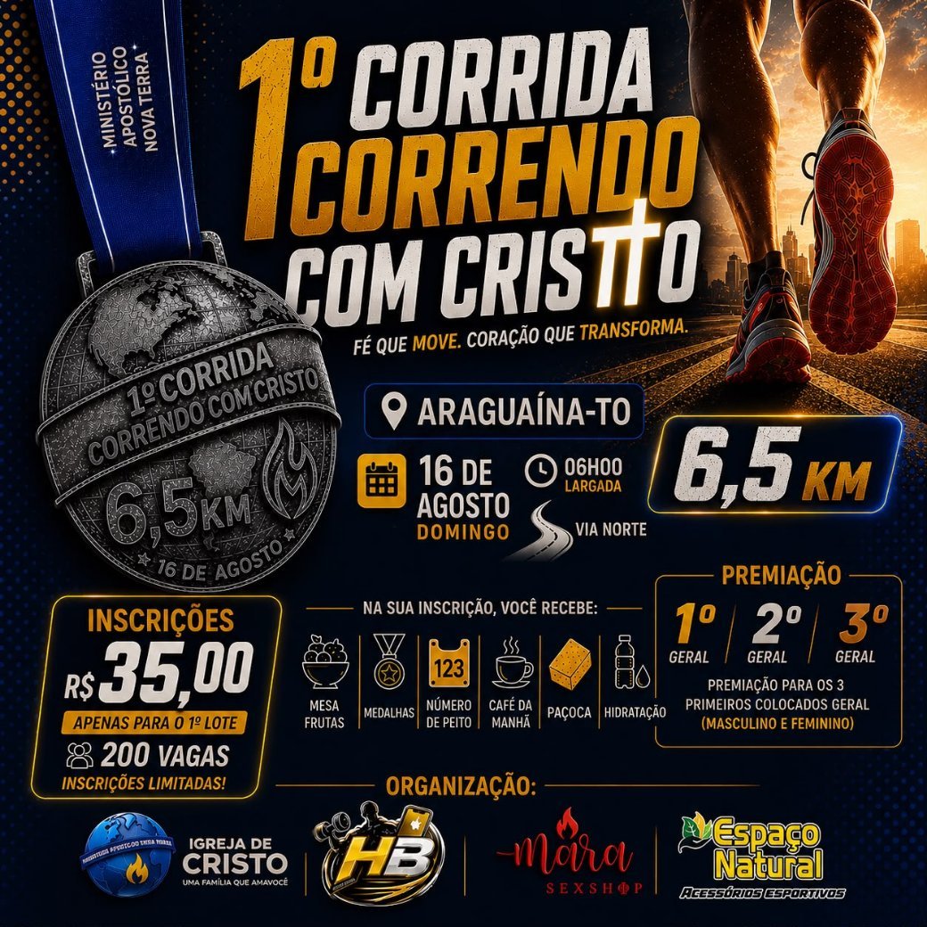 Banner de 1ª Corrida Correndo com Cristo